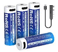 4 Piles Rechargeables USB-C AA / HR6 LR 3000mAh Xtar Li-ion 1.5V