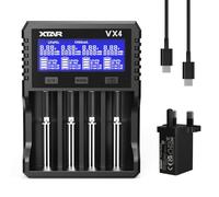 XTAR Chargeur de batterie VX4, testeur de capacité, Li-ion 3,6/3,7 V, Li-ion 1,5 V, Ni-MH 1,2 V, compatible LiFePO4 3,2 V, écran LCD, protection contre les décharges excessives
