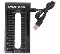 XTAR Chargeur pour 8 Piles R03 / AAA et R6 / AA, Li-ION 1,5 V/NiMH, Alimentation par USB Type C, modèle : BC8, Noir