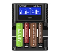 XTAR L4 Pro Chargeur pour piles AA AAA - Chargeur rapide compatible avec les batteries NI-MH & Li-Ion - Chargeur intelligent avec protection contre les surcharges pour batteries 1,2 V & 1,5 V