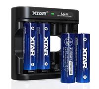 XTAR Lot de 4 piles AA rechargeables 4150 mWh 1,5 V (4 150 mWh AA + chargeur LC4)