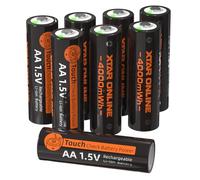 XTAR Lot de 8 piles AA 1,5 V 4000 mWh haute capacité avec indicateur d'alimentation par bouton poussoir, piles durables pour un usage quotidien