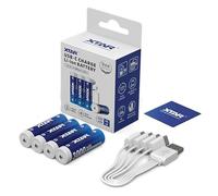 XTAR Piles AA Rechargeables USB-C 1,5V 3000mAh Lithium-ION - Batterie Longue Durée pour Serrures Connectées, Courbe de Décharge Linéaire LR 3000