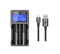 Xtar Vc2 Chargeur USB haut de gamme avec écran LCD pour batterie Li-Ion/Imr/Inr/Icr 10440 14500 14650 16340 17335 17500 17670 18350 18490 18500 18650 18700 20700 21700 22650 25500 26650 Li-Ion