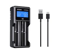 XTAR VC2L 18650 Chargeur 21700 intelligent avec 2 emplacements et écran LCD USB C Chargeur