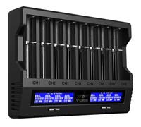 XTAR VC8S 18650 Chargeur de batterie universel, USB C, chargeur rapide avec écran LCD, test de capacité et 8 emplacements de charge pour batteries rechargeables 1,2 V AA 21700 26650, chargeur de