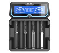 XTAR X4 Chargeur de Batterie 2 A Rapide AC 2 A ,2 Ports avec écran LCD avec Fonction Power Bank pour 3,6 V/3,7 V 14500 16340 18650 20700 21700 26650 1.2V AAAA A SC C
