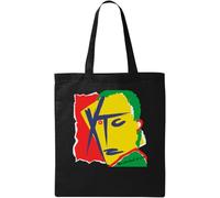 XTC Drums and Wires Rock Sac fourre-tout en coton écologique naturel avec logo coloré Noir, Noir , Taille unique