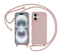 XTCASE Coque avec Cordon pour iPhone 17, Liquide Silicone Etui avec Collier - Tour de Cou Lanière en Corde - Souple TPU Case avec Portable Cordage Lanyard, Or Rose