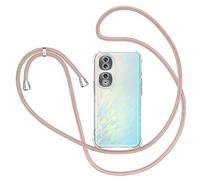 XTCASE Coque pour Honor 90 5G avec Cordon, Etui avec Collier - Tour de Cou Lanière en Corde - Transparente Silicone Housse avec Cordage Lanyard Case, Or Rose