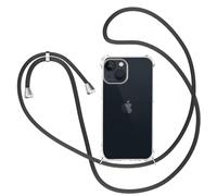 XTCASE Coque pour iPhone 15 avec Cordon, Etui avec Collier - Tour de Cou Lanière en Corde - Transparente Silicone Housse avec Cordage Lanyard Case, Noir