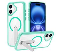 XTCASE Coque pour iPhone 16 Magnétique Compatible avec MagSafe Support Invisible, Transparente Durable Dur PC Arrière avec Béquille Métallique - Vert
