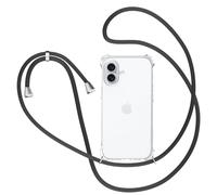 XTCASE Coque pour iPhone 17 avec Cordon, Etui avec Collier - Tour de Cou Lanière en Corde - Transparente Silicone Housse avec Cordage Lanyard Case, Noir