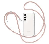 XTCASE Coque pour Samsung Galaxy A16 5G avec Cordon, Etui avec Collier - Tour de Cou Lanière en Corde - Transparente Silicone Housse avec Cordage Lanyard Case, Or Rose