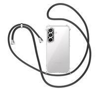XTCASE Coque pour Samsung Galaxy A37 avec Cordon, Etui avec Collier - Tour de Cou Lanière en Corde - Transparente Silicone Housse avec Cordage Lanyard Case, Noir