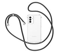 XTCASE Coque pour Samsung Galaxy A54 5G avec Cordon, Etui avec Collier - Tour de Cou Lanière en Corde - Transparente Silicone Housse avec Cordage Lanyard Case, Noir