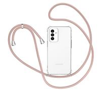 XTCASE Coque pour Samsung Galaxy A54 5G avec Cordon, Etui avec Collier - Tour de Cou Lanière en Corde - Transparente Silicone Housse avec Cordage Lanyard Case, Or Rose