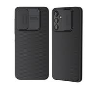 XTCASE Coque pour Samsung Galaxy A55 5G, Protection Caméra Étui avec Ultra Mince Coulisse Cache Objectif, Plastique Dur Housse Arrière Anti-Rayures Antidérapant - Noir