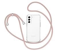 XTCASE Coque pour Samsung Galaxy S23 5G avec Cordon, Etui avec Collier - Tour de Cou Lanière en Corde - Transparente Silicone Housse avec Cordage Lanyard Case, Or Rose