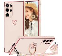 XTCASE Coque pour Samsung Galaxy S26 Ultra avec Cordon et 360 Degrés Anneau Support, Étui Housse Antichoc Souple Silicone TPU Bumper Portable Protection Case avec Amovible Collier, Rose