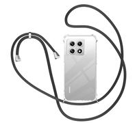 XTCASE Coque pour Xiaomi 14T avec Cordon, Etui avec Collier - Tour de Cou Lanière en Corde - Transparente Silicone Housse avec Cordage Lanyard Case, Noir