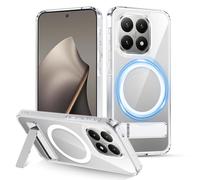 XTCASE Coque pour Xiaomi 15T 5G Magnétique Compatible avec MagSafe Support Invisible, Transparente Dur PC Arrière Housse + TPU Bumper Antichoc - Clear