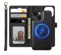 XTCASE Magnétique Coque pour iPhone 13 Mini / 12 Mini Compatible avec MagSafe, 2 in 1 Housse en Cuir PU Amovible Protection Etui à Rabat Fentes Carte Pochette de Portefeuille Antichoc, Noir