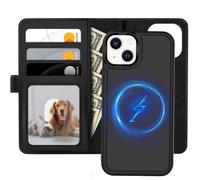 XTCASE Magnétique Coque pour iPhone 15 Compatible avec MagSafe, 2 in 1 Housse en Cuir PU Premium Amovible Protection Etui à Rabat Fentes Carte Pochette de Portefeuille Antichoc, Noir