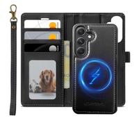 XTCASE Magnétique Coque pour Samsung Galaxy A17 Compatible avec MagSafe, 2 in 1 Housse en Cuir PU Premium Amovible Protection Etui à Rabat Fentes Carte Pochette de Portefeuille, Noir