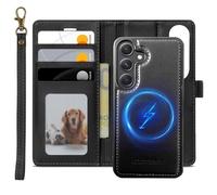 XTCASE Magnétique Coque pour Samsung Galaxy A57 Compatible avec MagSafe, 2 in 1 Housse en Cuir PU Premium Amovible Protection Etui à Rabat Fentes Carte Pochette de Portefeuille Antichoc, Noir