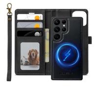 XTCASE Magnétique Coque pour Samsung Galaxy S25 Ultra 5G Compatible avec MagSafe, 2 in 1 Housse en Cuir PU Premium Amovible Protection Etui à Rabat Fentes Carte Pochette de Portefeuille Antichoc, Noir
