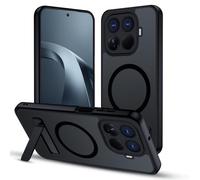 XTCASE Magnétique Coque pour Xiaomi 17T Pro Compatible avec MagSafe Charge sans Fil, Etui Translucide Mat Arrière Housse avec Metal Béquille [3 Modes de Support] Noir