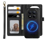 XTCASE Magnétique Coque pour Xiaomi Redmi Note 15 Pro Plus 5G Compatible avec MagSafe, 2 in 1 Housse en Cuir PU Amovible Etui à Rabat Fentes Carte Pochette de Portefeuille Antichoc, Noir