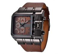 XTCRFY nssb Montres pour hommes, cadran carré montre à quartz hommes casual grande taille montres-bracelets décorés petits cadrans montre masculine, marron, Bracelet