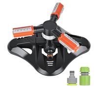 XTDMJ Arroseur de jardin, arroseur automatique à 360 degrés avec 3 bras et tête d'arrosage avec connecteurs, système d'irrigation de jardin couvrant une grande surface pour l'arrosage de la pelouse et