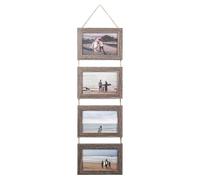 XTDMJ Cadres photo multiples 15 x 10 cm avec ficelle, 4 cadres horizontaux à accrocher au mur intégrés pour décorer la maison, le salon ou le bureau (gris vieilli)
