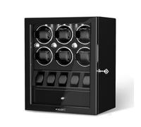 XTELARY Remontoir de Montre verrouillable Noir pour 6 avec 6 emplacements mémoire, tiroir de Rangement, 4 Modes de Rotation, lumière LED Blanche, Moteur Super Silencieux et Coussin à Ressort pour