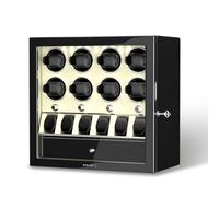 XTELARY Remontoir de Montre verrouillable Noir pour 8 avec 6 emplacements mémoire, tiroir de Rangement, 4 Modes de Rotation, lumière LED Blanche, Moteur Super Silencieux et Coussin à Ressort pour