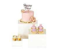 xtemtoamz 12.6-7.6CM Presentoir a Gateau en Acrylique, Cube Présentoir Buffet Blanc, Presentoir Aperitif Buffet, Gâteaux Réutilisable et Solide pour Parfums, Cupcakes, Desserts, Figurines