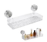 xtemtoamz Étagère Douche sans Perçage avec Ventouse, Étagère Salle de Bain avec Écoulement Rapide, Support Douche pour Shampoing Gel Douche et Savon, Étagère Murale avec Design Ondulé, Transparent