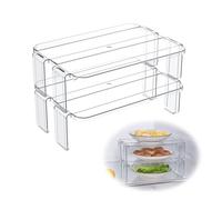 xtemtoamz Étagère Placard Rangement - Demi Etagere, Organisateur Placard Cuisine, Etagère pour Intérieur de Placard, Congélateur, Organisateur de Cuisine Empilable pour Vaisselle,2 Pièces