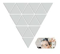 xtemtoamz Miroir Autocollant Triangle Mural DéCoratif - Acrylique Miroirs DIY Adhesif Stickers, MosaïQue DéCorative pour La Maison Salle De Bain Chambre DéCor, 8,5 x 8,5 cm, 20 Pcs, Argent