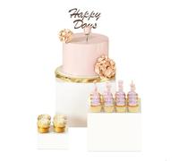 xtemtoamz Presentoir a Gateau en Acrylique, Cube Présentoir Buffet Blanc, Presentoir Aperitif Buffet, Gâteaux Réutilisable et Solide pour Parfums, Cupcakes, Desserts, Figurines, (Blanc, 3-5in)