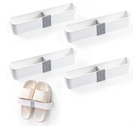 xtemtoamz Range Chaussures Mural, Étagère À Chaussures sans Perçage, Étagère À Chaussures Murale, Étagère À Chaussures pour Porte, Convient pour Le Salon Et Le Camping, 4 Pièces (Blanc)