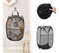 xtemtoamz Range Peluche Porte, Filet rangement Suspendu, Pliant Rangement peluche pour Jouets, Stockage D'animaux en Peluche, Support de Rangement de Porte pour Chambre D'enfant, Noir