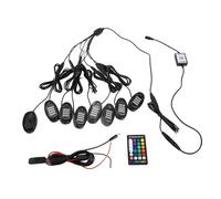 Xtevu LED Rock Lights, 8pcs Multicolor LED Lights, compatible avec SUV ATV UTV, BT App 24 Key Contrôleur, Music Function Rock Light Kit