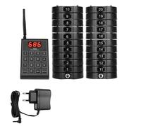 XTevu Système de Pager sans Fil pour File d'Attente de Clients - Bipeurs de Paging pour Restaurant avec 1 Émetteur de Clavier + 20 Bipeurs pour sous-Verres pour Crèche, Hôpital, Hôtel