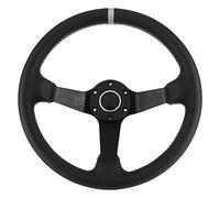 XTevu Volant 350mm SPARCO Style Drift 6 Boulons, Compatible With Voiture De Course, Volant Cuir Noir, Volant Sport Avec Klaxon