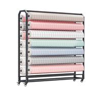 XTGDIEM Grand Support De Rangement for Rouleaux Tissu Commercial avec Tige Réglable Et Roues Freinées for Papier Peint, Film for Vitres Voiture Supports(170x45x158cm-10Rod)