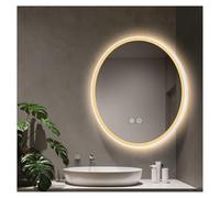 XTGDIEM Miroir d'angle De Salle Bain Rotatif À 360 ° avec Lumière LED, Adapté Aux Salles Bains Et Chambres, Suspension Verticale/Horizontale Disponible(Gold,50x50cm)